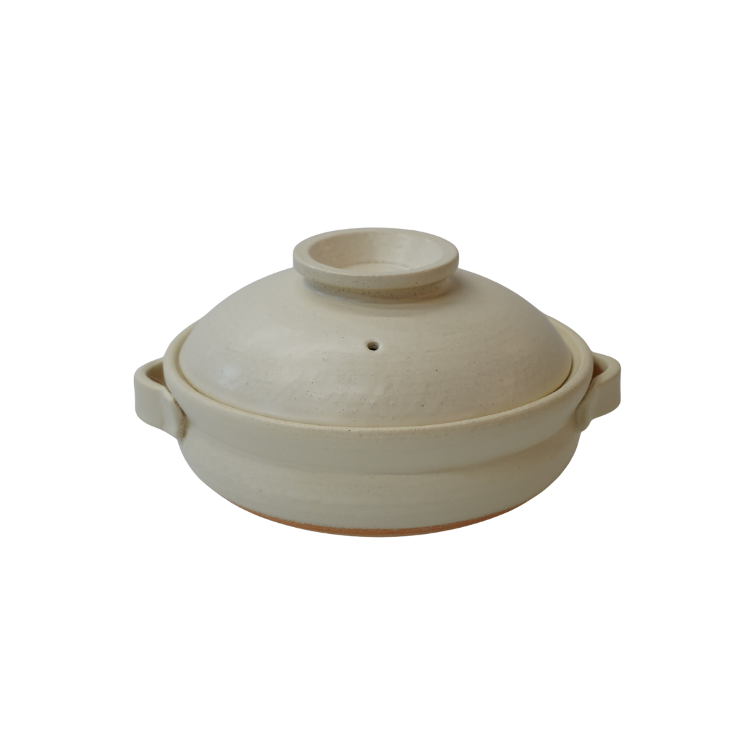 信楽焼 土鍋８号 白マット Shigaraki Ware Clay Pot – Size 8, White Matte