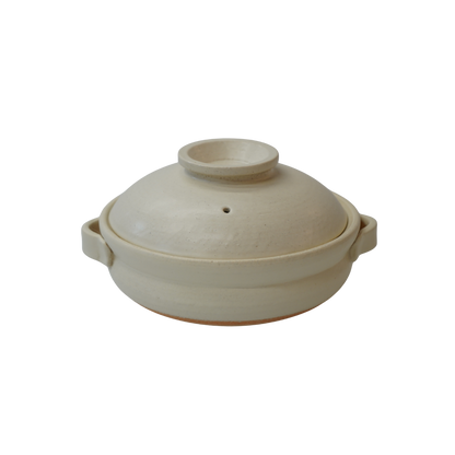 信楽焼 土鍋８号 白マット Shigaraki Ware Clay Pot – Size 8, White Matte