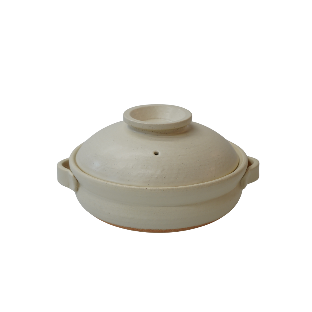 信楽焼 土鍋８号 白マット Shigaraki Ware Clay Pot – Size 8, White Matte