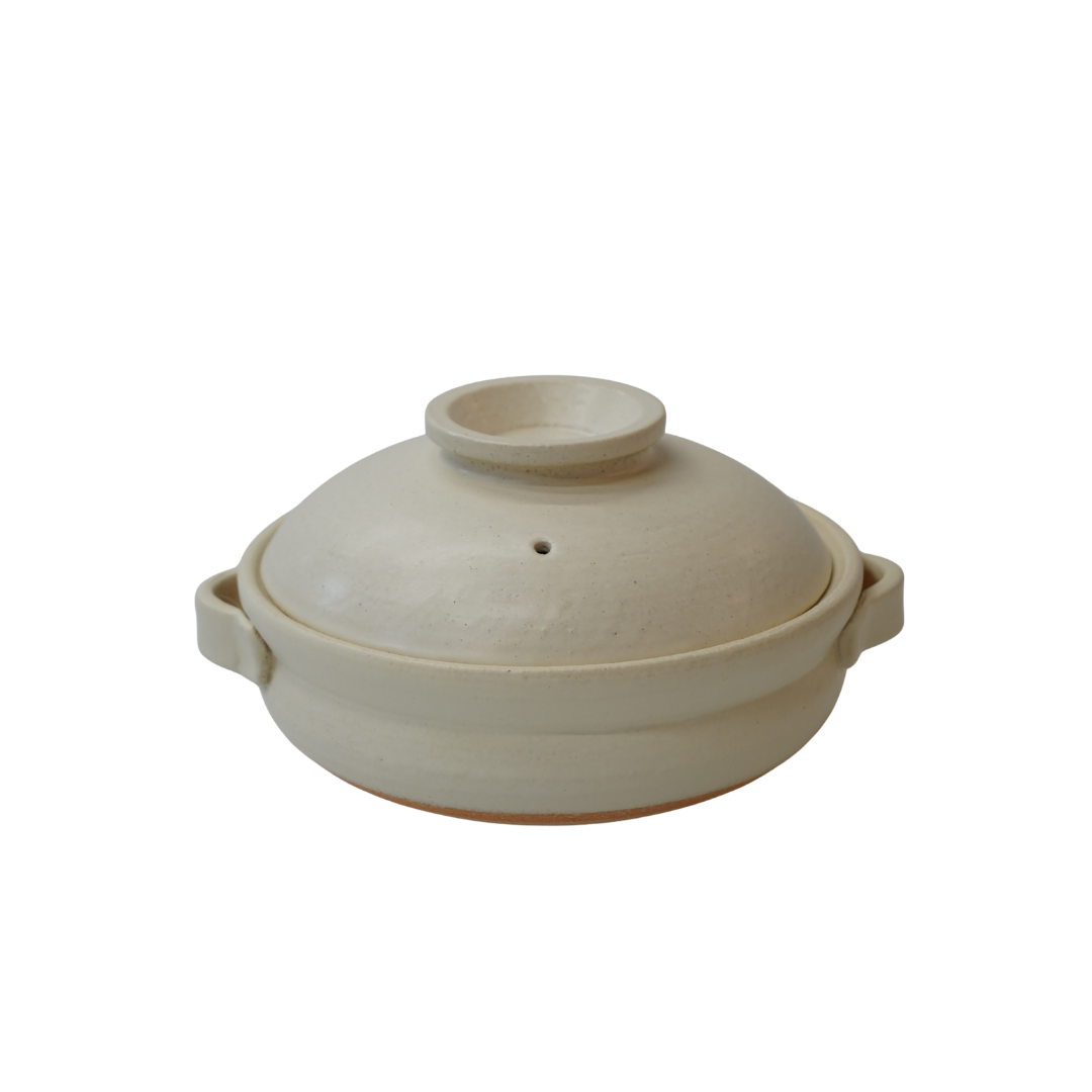 信楽焼 土鍋８号 白マット Shigaraki Ware Clay Pot – Size 8, White Matte