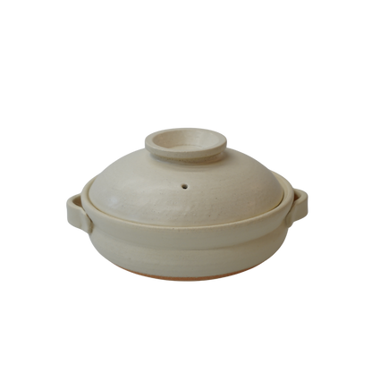 信楽焼 土鍋８号 白マット Shigaraki Ware Clay Pot – Size 8, White Matte