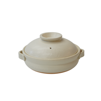 信楽焼 土鍋８号 白マット Shigaraki Ware Clay Pot – Size 8, White Matte