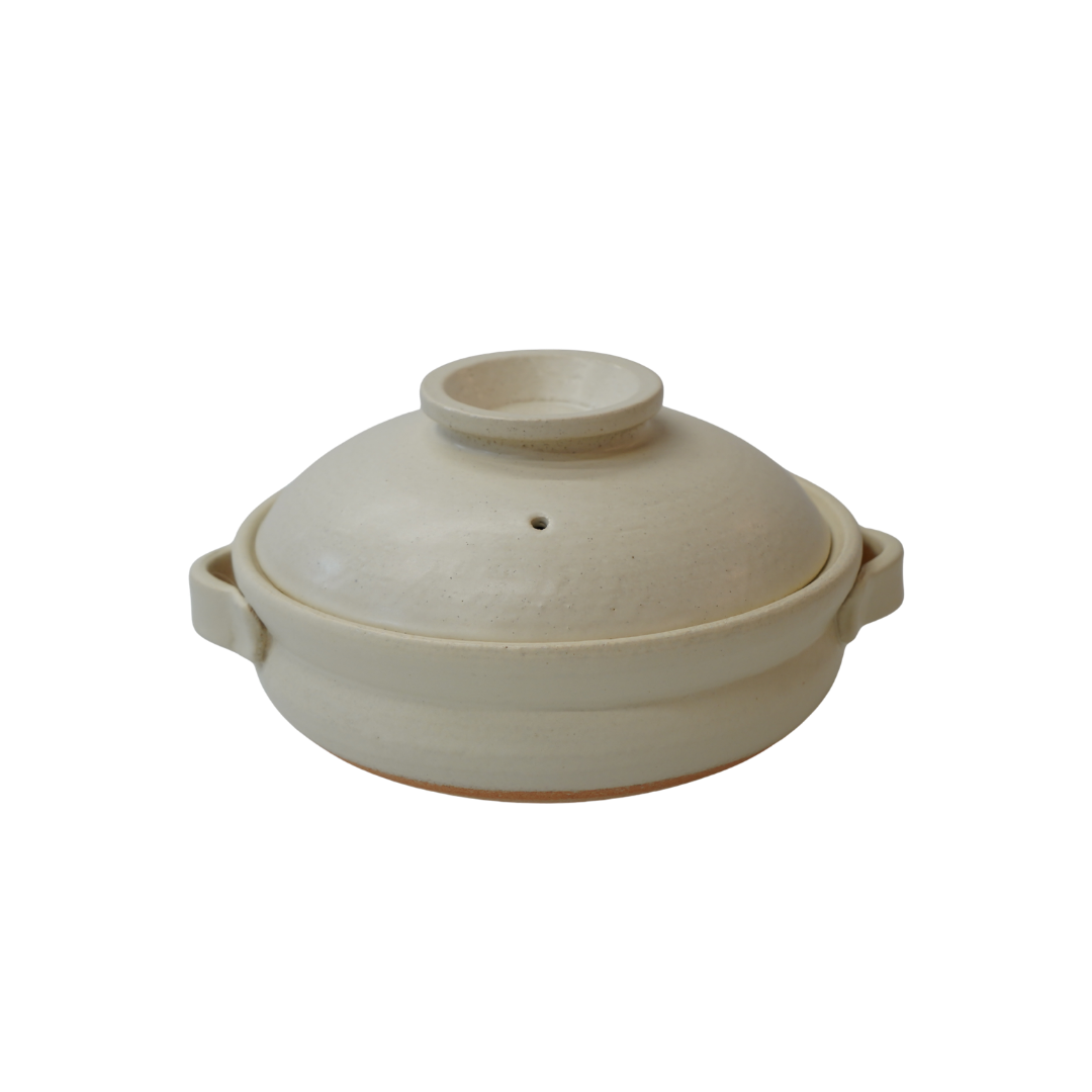 信楽焼 土鍋８号 白マット Shigaraki Ware Clay Pot – Size 8, White Matte