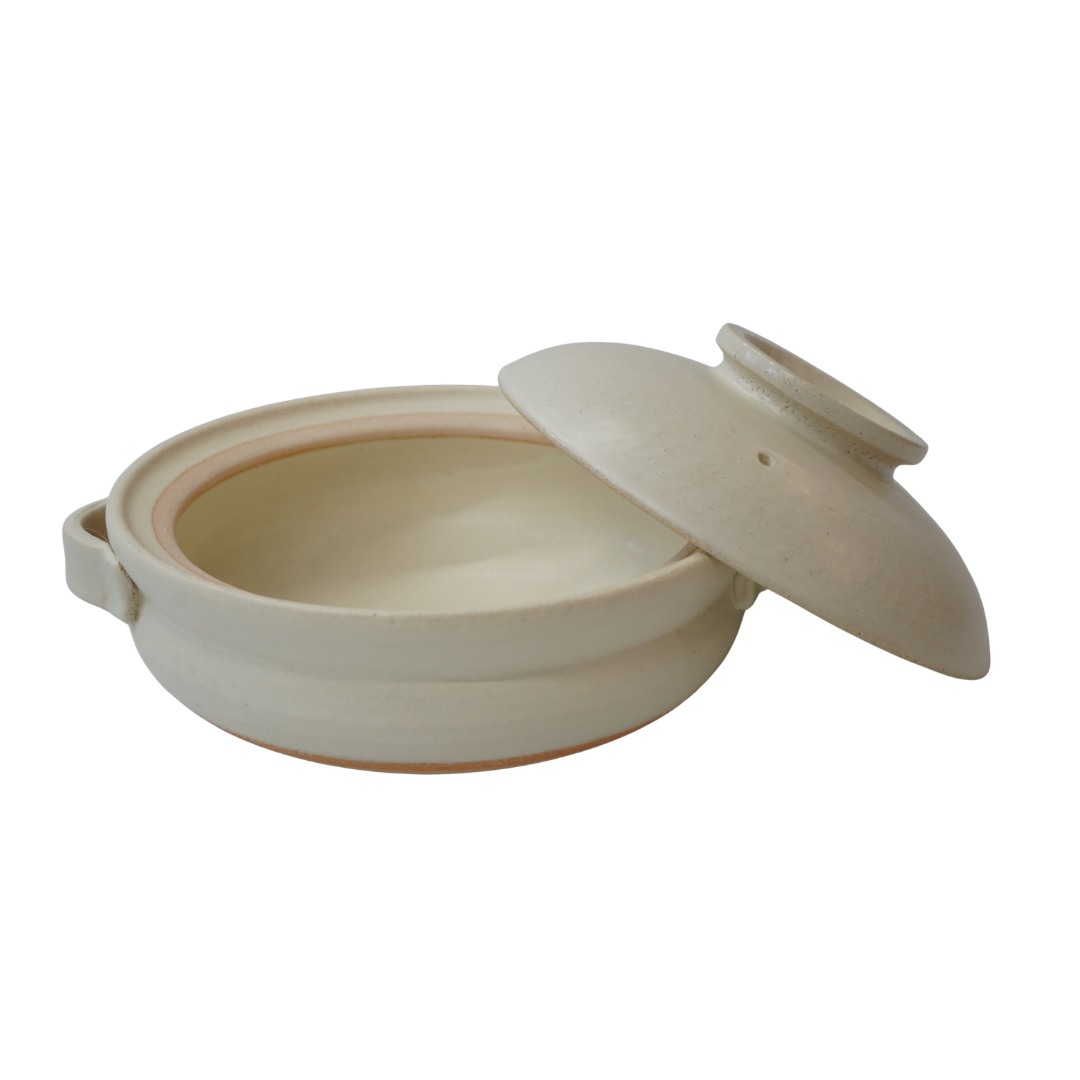 信楽焼 土鍋８号 白マット Shigaraki Ware Clay Pot – Size 8, White Matte