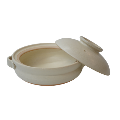 信楽焼 土鍋８号 白マット Shigaraki Ware Clay Pot – Size 8, White Matte