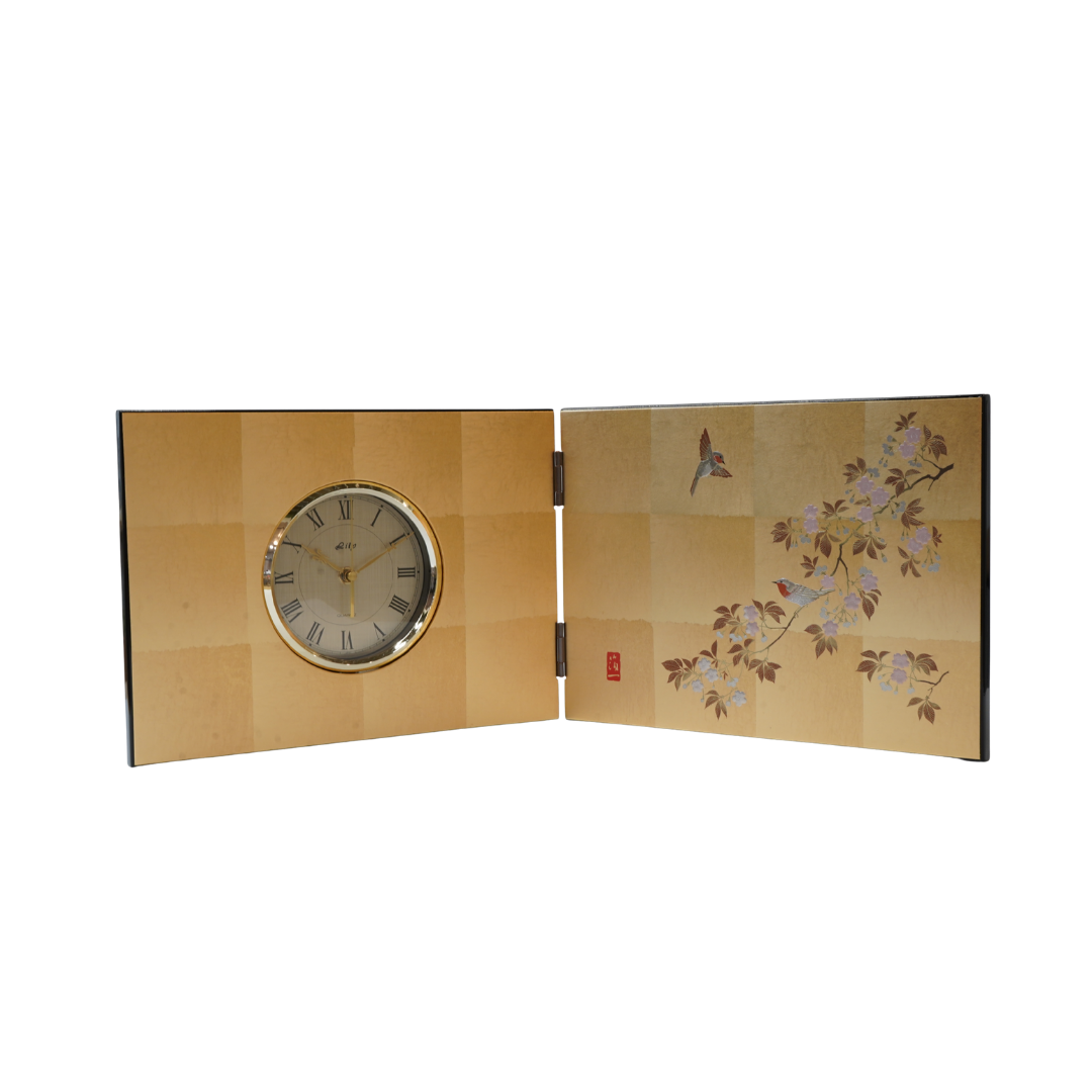 花見鳥 屏風時計 Hanami Tori Folding Screen Clock