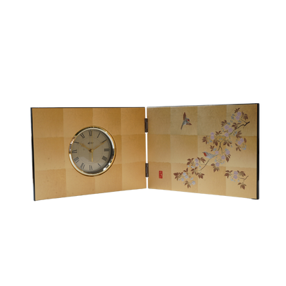 花見鳥 屏風時計 Hanami Tori Folding Screen Clock