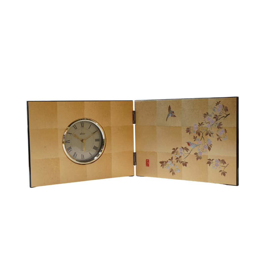 花見鳥 屏風時計 Hanami Tori Folding Screen Clock