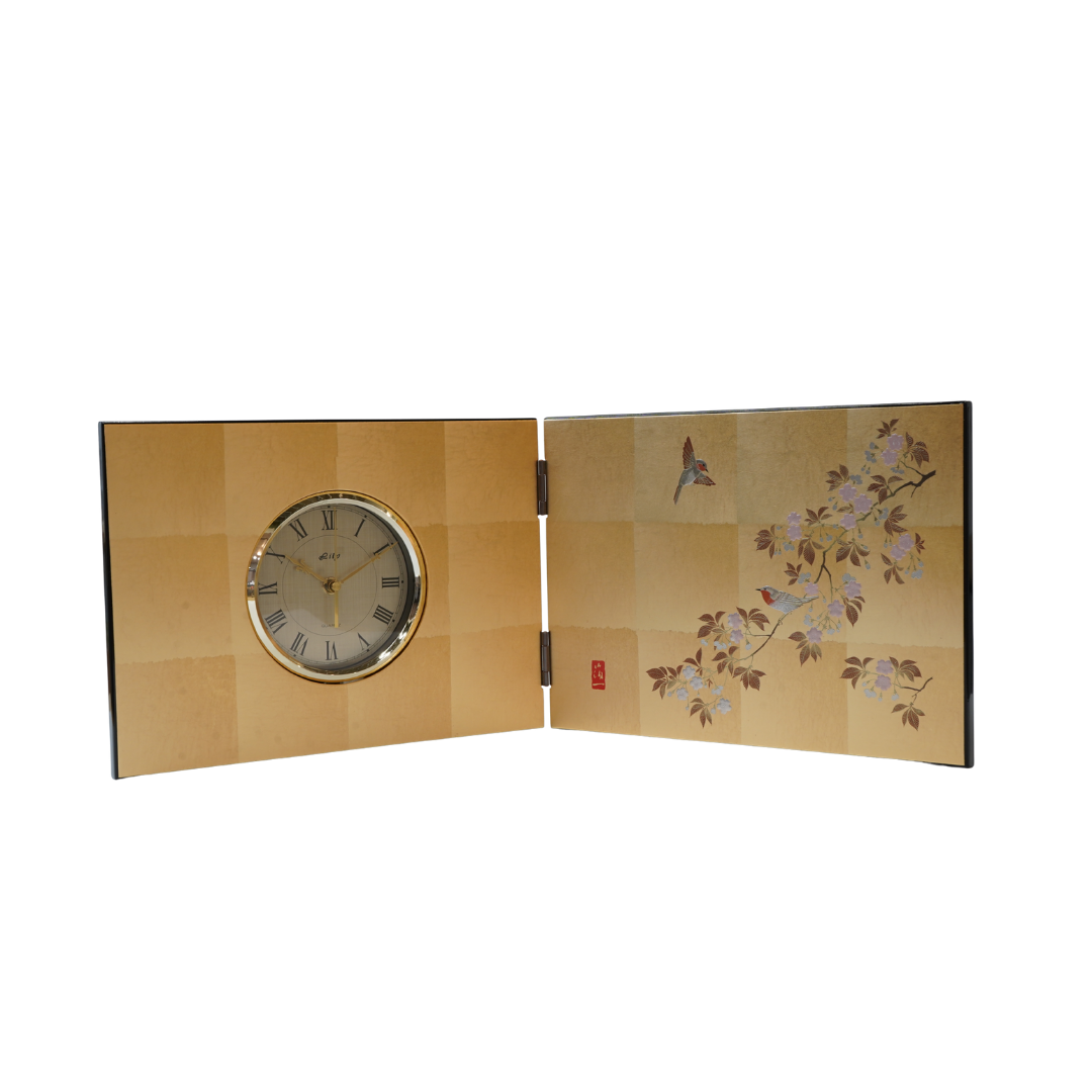 花見鳥 屏風時計 Hanami Tori Folding Screen Clock