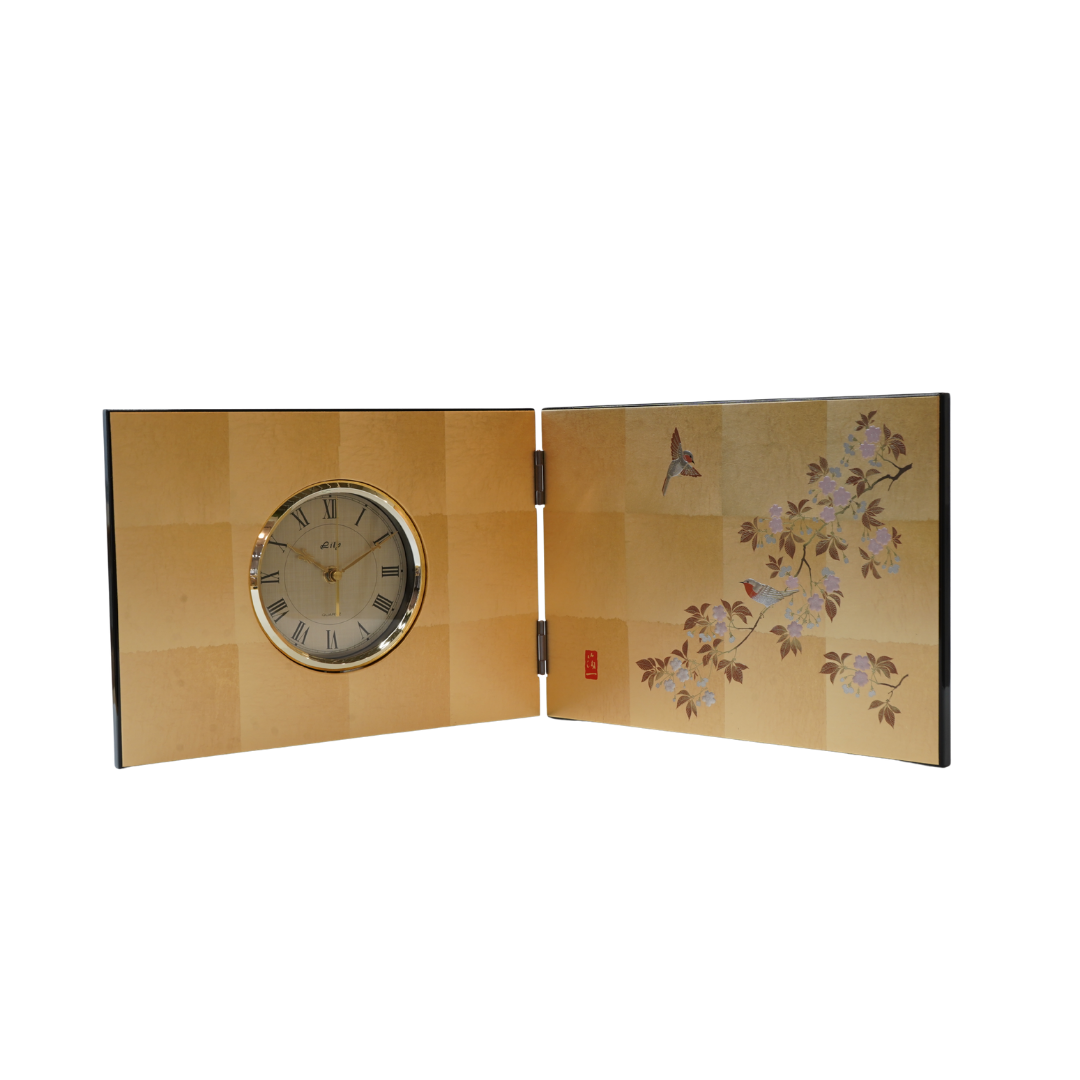花見鳥 屏風時計 Hanami Tori Folding Screen Clock