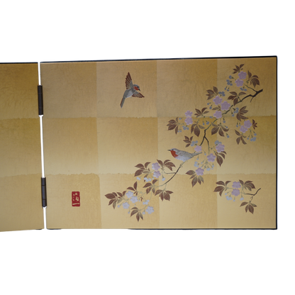 花見鳥 屏風時計 Hanami Tori Folding Screen Clock