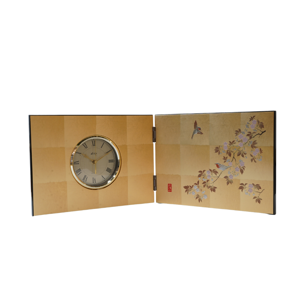 花見鳥 屏風時計 Hanami Tori Folding Screen Clock