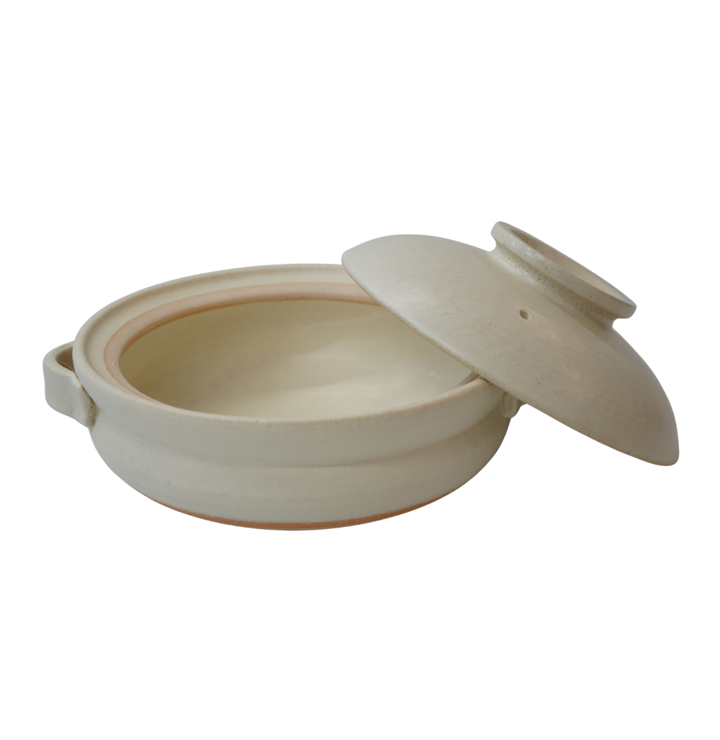 信楽焼 土鍋８号 白マット Shigaraki Ware Clay Pot – Size 8, White Matte